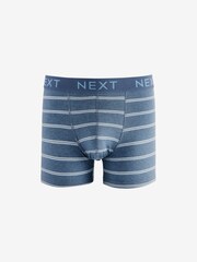 Grey/Blue Stripe 4 pack Cotton Rich Trunk Boxers 4 Pack - Image 2 of 7