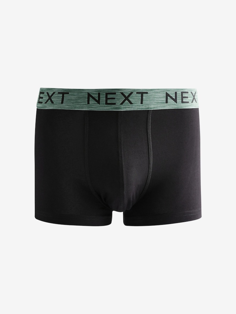 Black Blue/Green Rich Marl Waistband 4 Pack Hipster Boxers - Image 4 of 7
