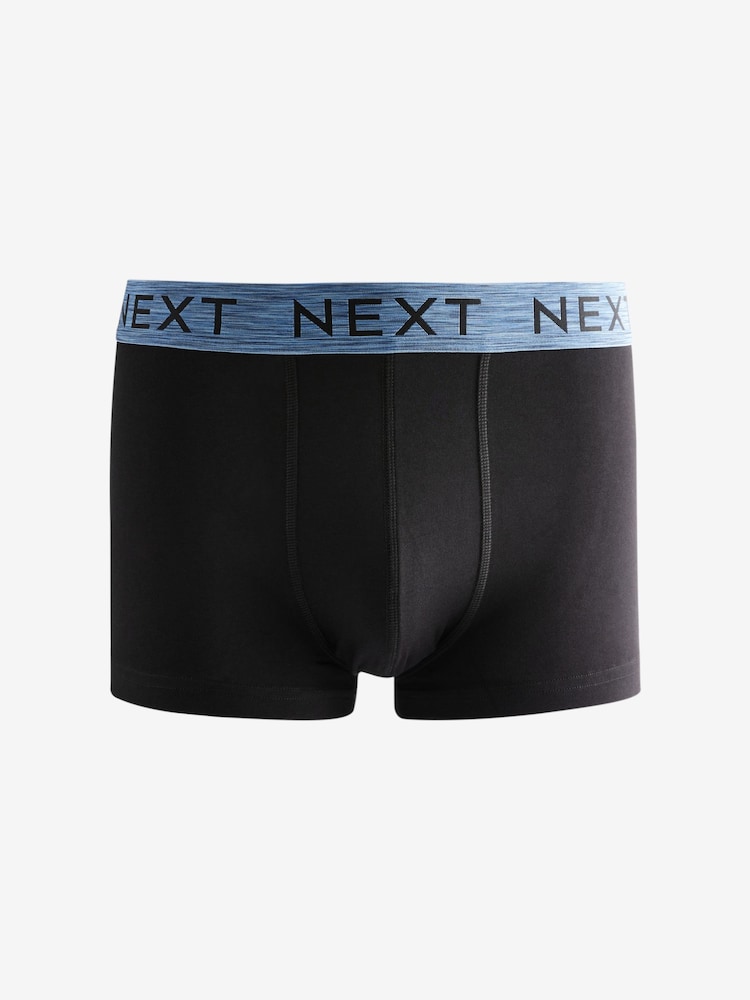 Black Blue/Green Rich Marl Waistband 4 Pack Hipster Boxers - Image 5 of 7