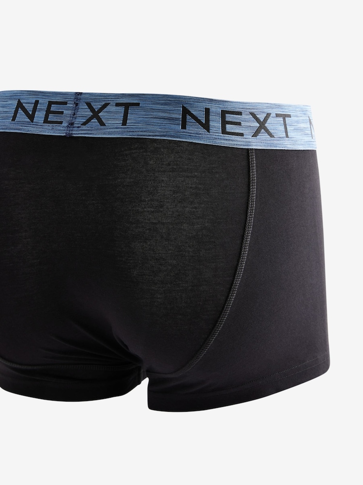 Black Blue/Green Rich Marl Waistband 4 Pack Hipster Boxers - Image 6 of 7