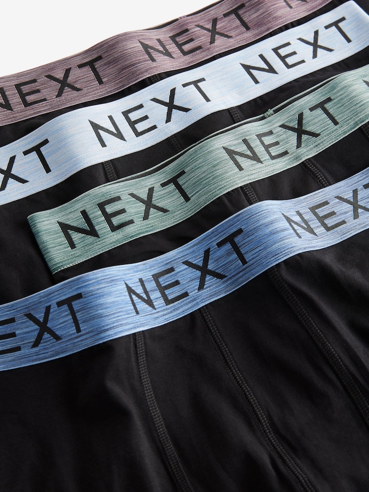 Black Blue/Green Rich Marl Waistband 4 Pack Hipster Boxers - Image 7 of 7