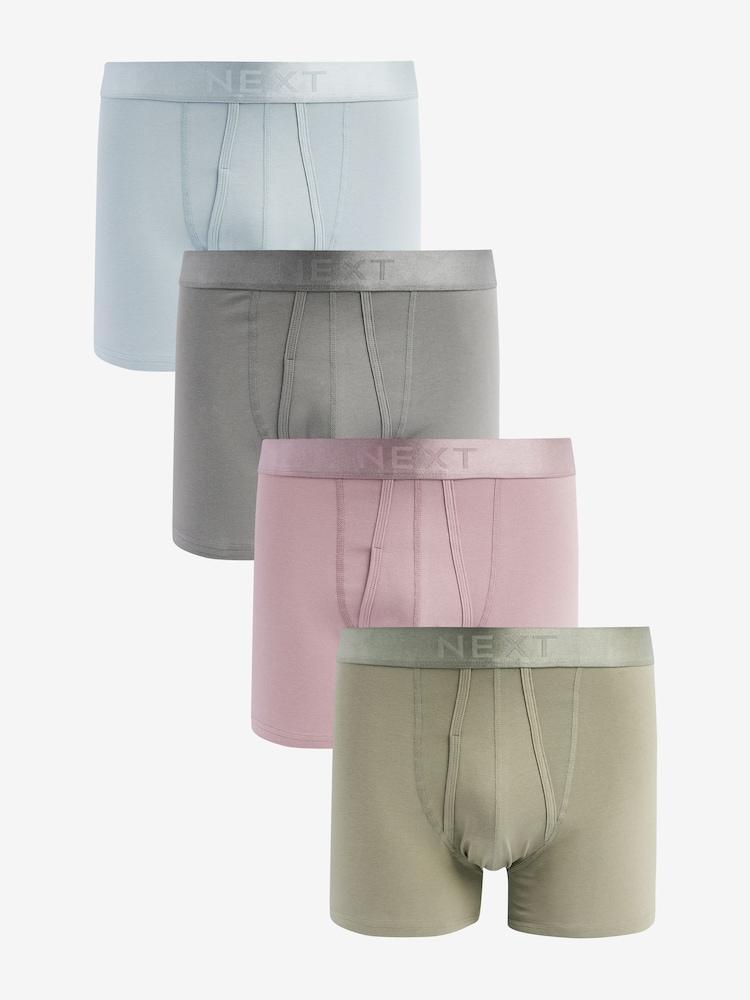 Grey/Green/Pink 4 pack A-Front Boxers - Image 1 of 7