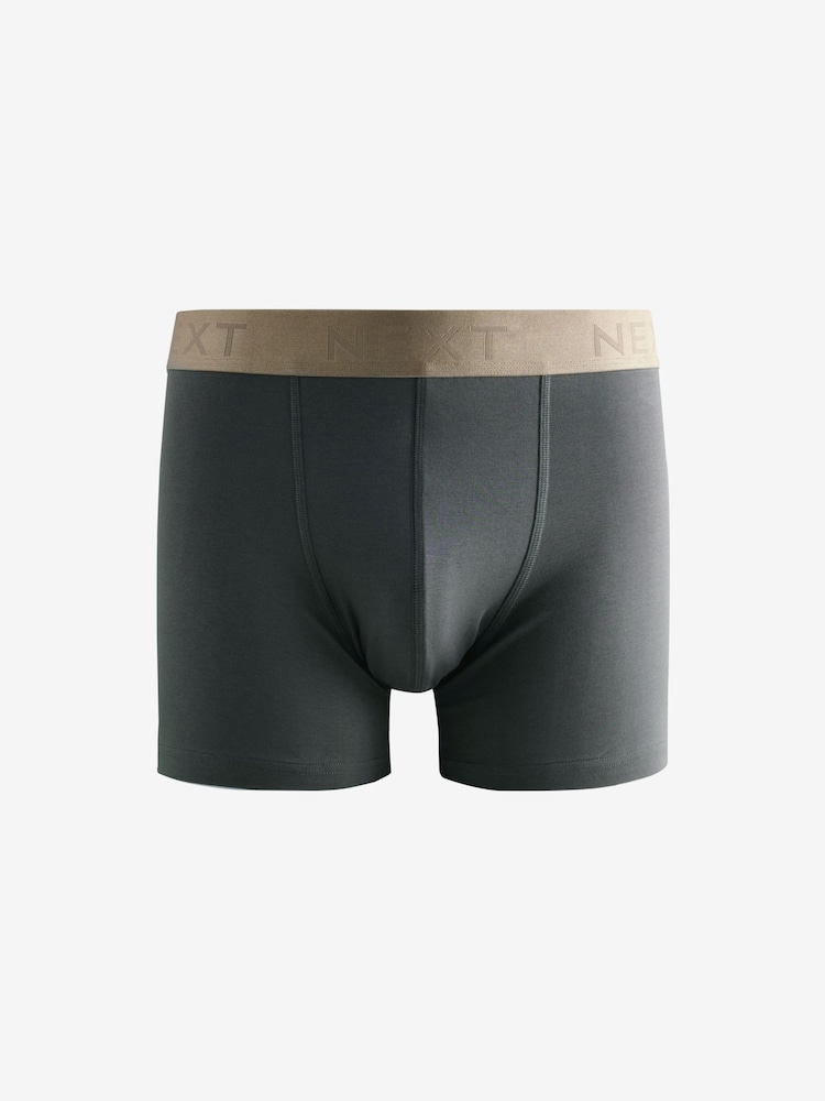 Grey Metallic Colour Waistband Cotton Rich Trunk Boxers 4 Pack - Image 1 of 1