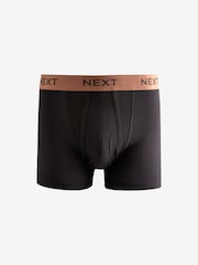 Black Gold/Bronze Metallic Waistband 4 pack A-Front Cotton Rich Boxers - Image 4 of 7