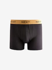 Black Gold/Bronze Metallic Waistband 4 pack A-Front Cotton Rich Boxers - Image 5 of 7