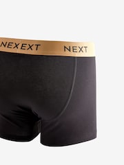 Black Gold/Bronze Metallic Waistband 4 pack A-Front Cotton Rich Boxers - Image 6 of 7