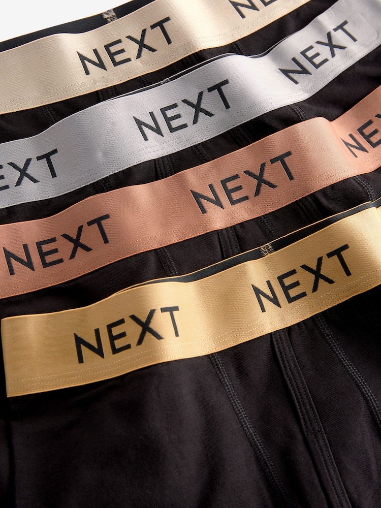 Black Gold/Bronze Metallic Waistband 4 pack A-Front Cotton Rich Boxers - Image 7 of 7