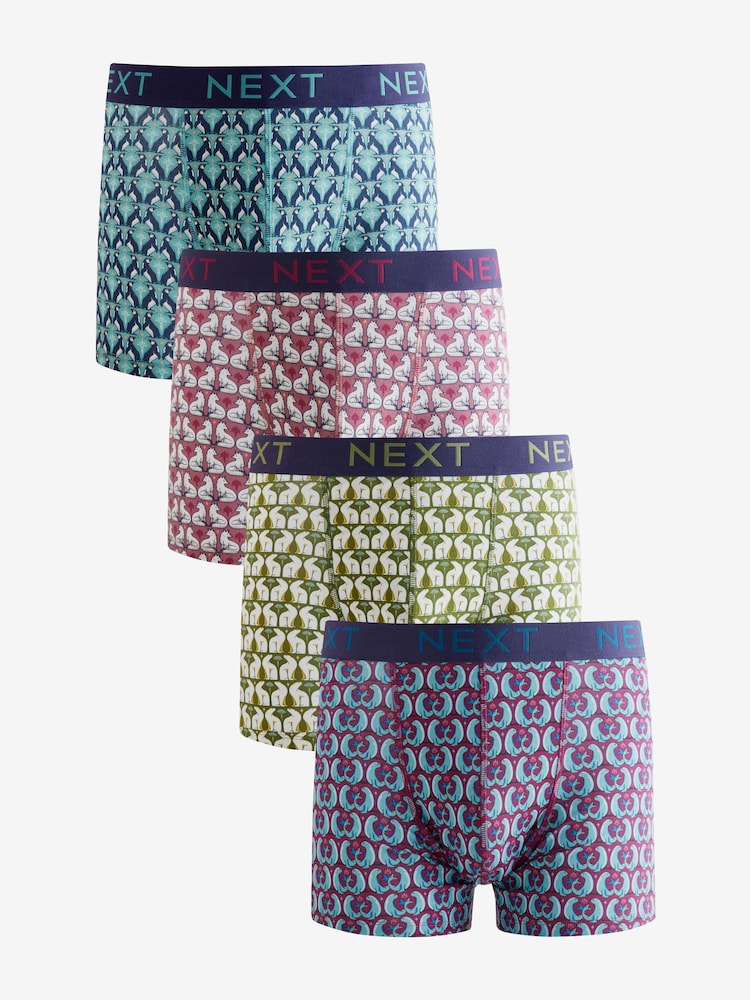 Arctic Winter Animals 4 pack Cotton Rich Trunk Boxers 4 Pack - Image 1 of 7 Arctic Winter Animals 4 pack Cotton Rich Trunk Boxers 4 Pack - Image 1 of 7