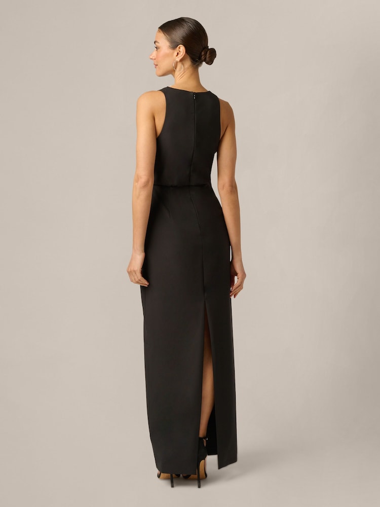 Adrianna Papell Black Adrianna By Crepe And Lace Long Dress - Image 2 of 6 Adrianna Papell Black Adrianna By Crepe And Lace Long Dress - Image 2 of 6