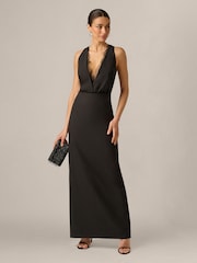 Adrianna Papell Black Adrianna By Crepe And Lace Long Dress - Image 3 of 6