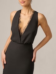 Adrianna Papell Black Adrianna By Crepe And Lace Long Dress - Image 4 of 6