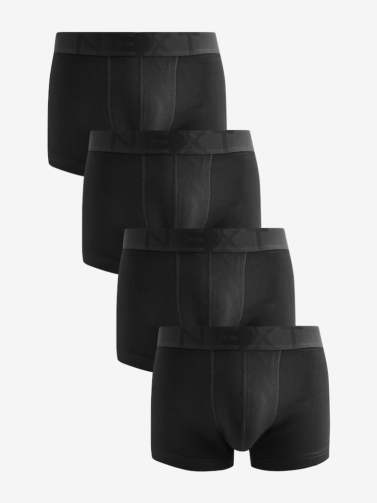 Black Big Text Tonal Waistband 4 Pack Hipster Boxers - Image 1 of 4