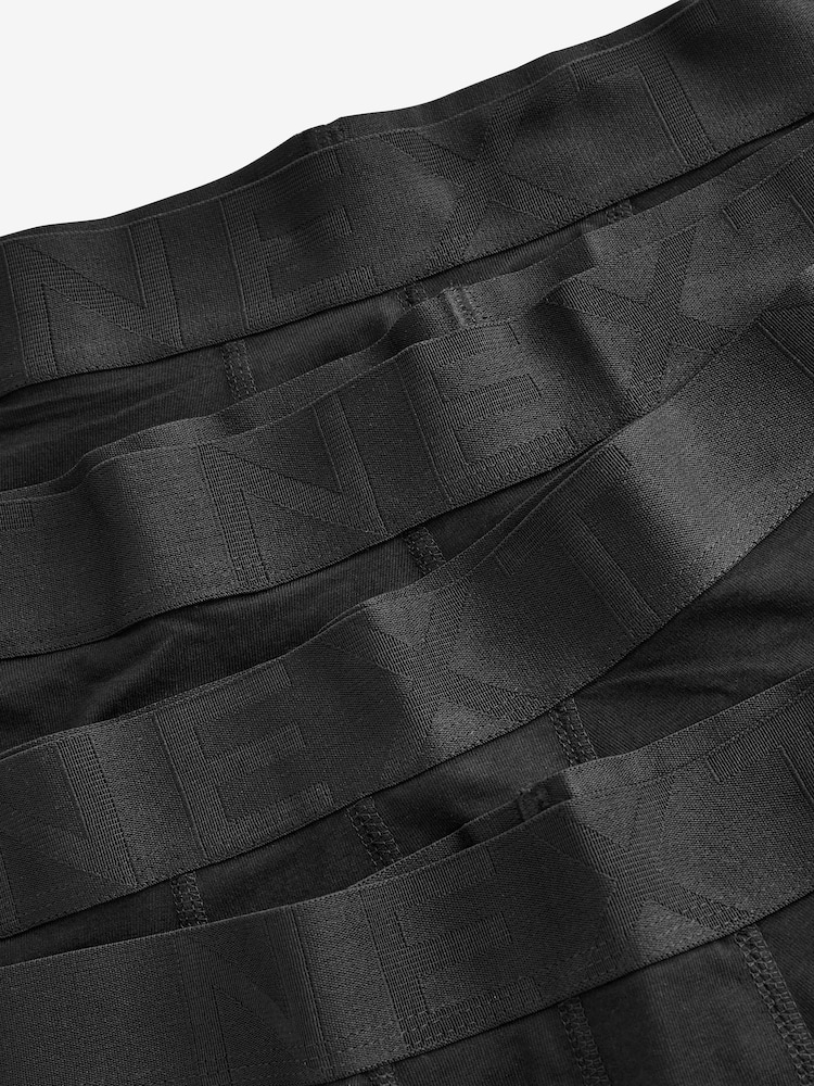 Black Big Text Tonal Waistband 4 Pack Hipster Boxers - Image 3 of 4