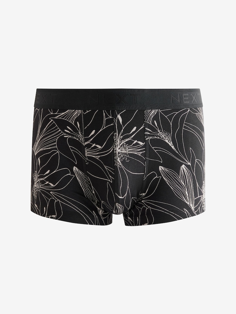 Black/White Floral Print Hipsters Boxers 4 Pack - Image 2 of 7