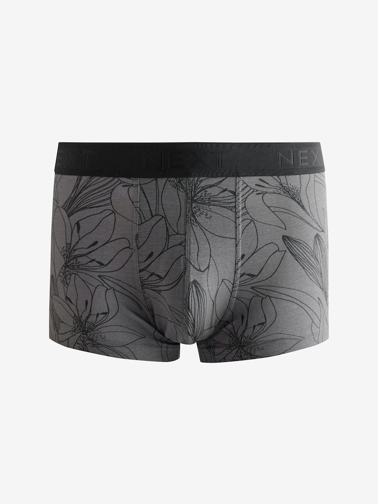 Black/White Floral Print Hipsters Boxers 4 Pack - Image 3 of 7