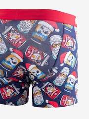 Navy Blue/Red Beer Christmas Print Trunks - Image 2 of 4