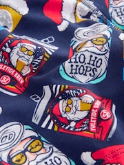 Navy Blue/Red Beer Christmas Print Trunks - Image 4 of 4