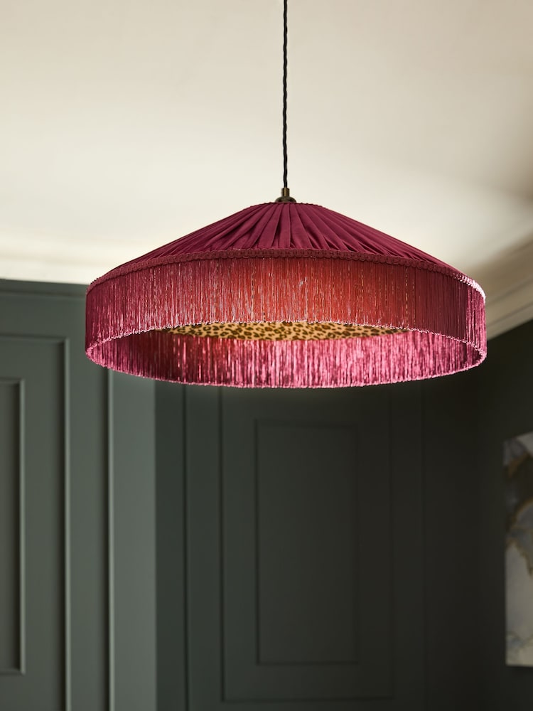 Red Allegra Leopard Easy Fit Pendant Ceiling Light Shade - Image 2 of 5