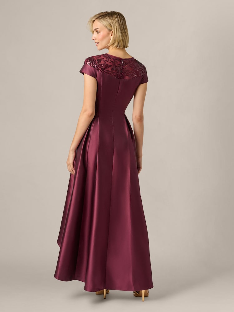 Adrianna Papell Red Studio Combo Mikado Hi Low Gown - Image 2 of 6 Adrianna Papell Red Studio Combo Mikado Hi Low Gown - Image 2 of 6