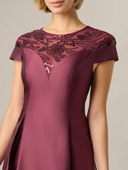 Adrianna Papell Red Studio Combo Mikado Hi Low Gown - Image 5 of 6
