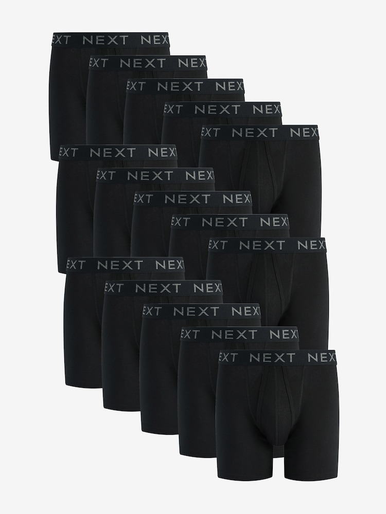 Black 15 Pack Sports Longer Length A-Front Boxers - Image 1 of 1