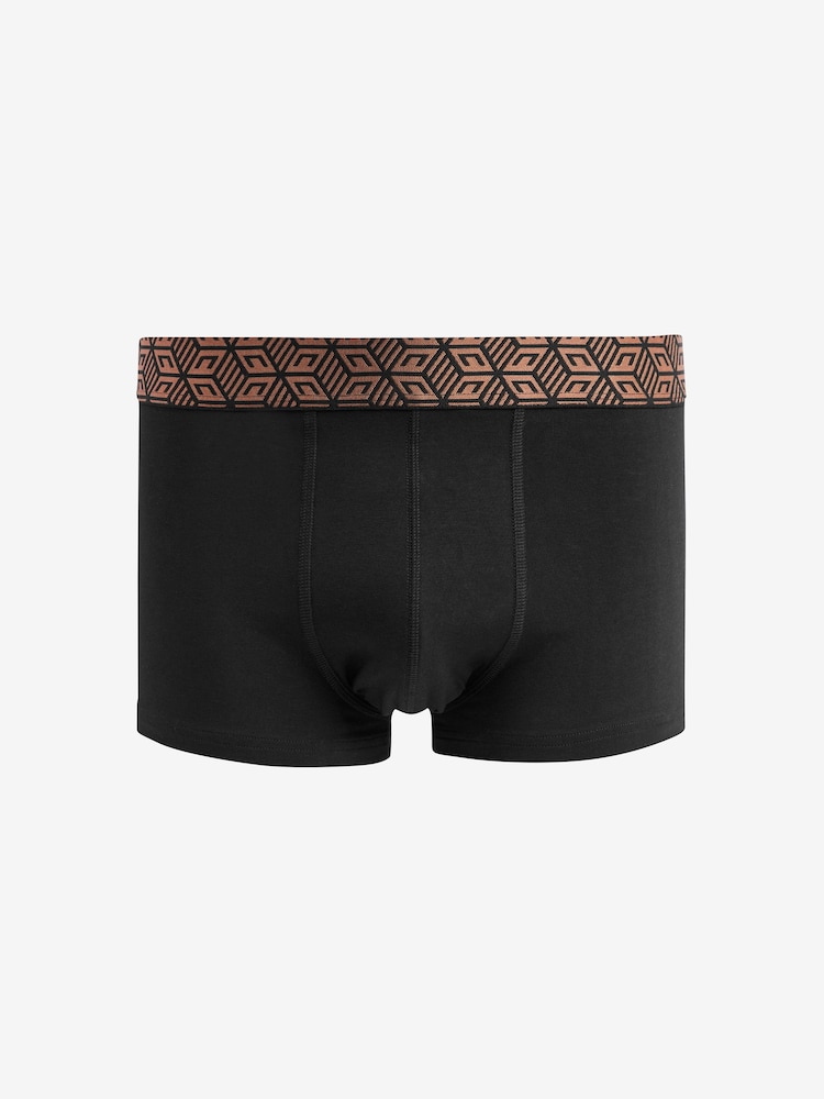 Black Metallic Waistband Pattern 4 pack Hipster Boxers - Image 1 of 7