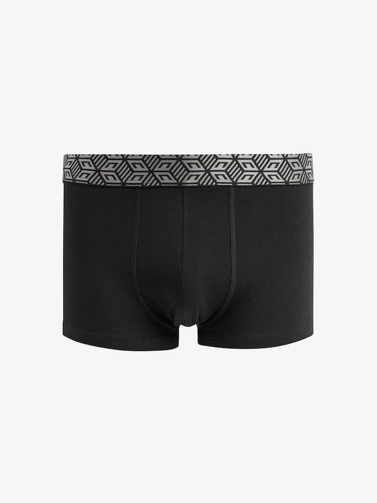 Black Metallic Waistband Pattern 4 pack Hipster Boxers - Image 2 of 7 Black Metallic Waistband Pattern 4 pack Hipster Boxers - Image 2 of 7