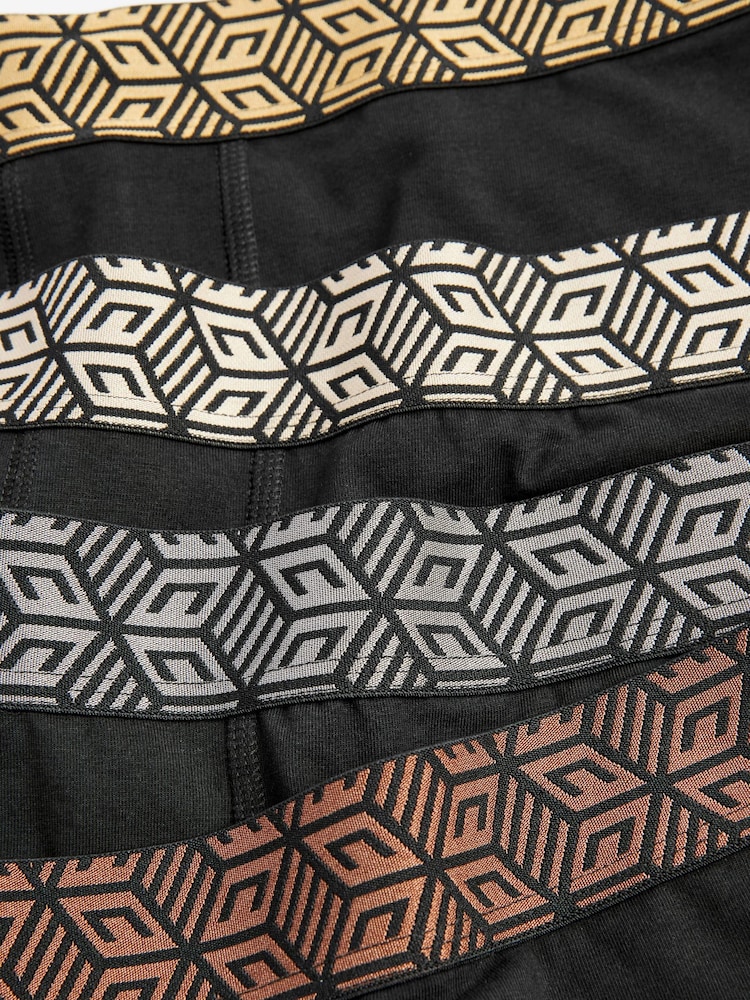 Black Metallic Waistband Pattern 4 pack Hipster Boxers - Image 7 of 7