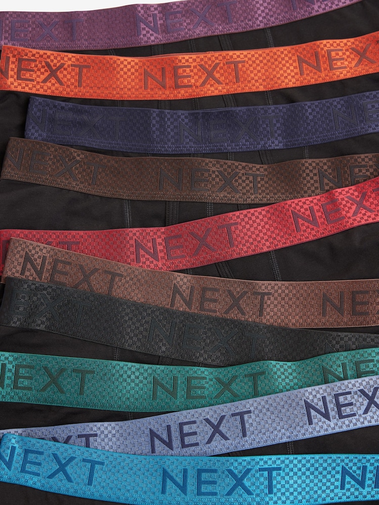 Black Rich Red/Blue Metallic Texture Waistband 10 pack A-Front Boxers - Image 12 of 12