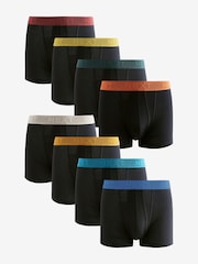 Black Green/Blue Texture Waistband A-Front Boxers 8 Pack - Image 1 of 11