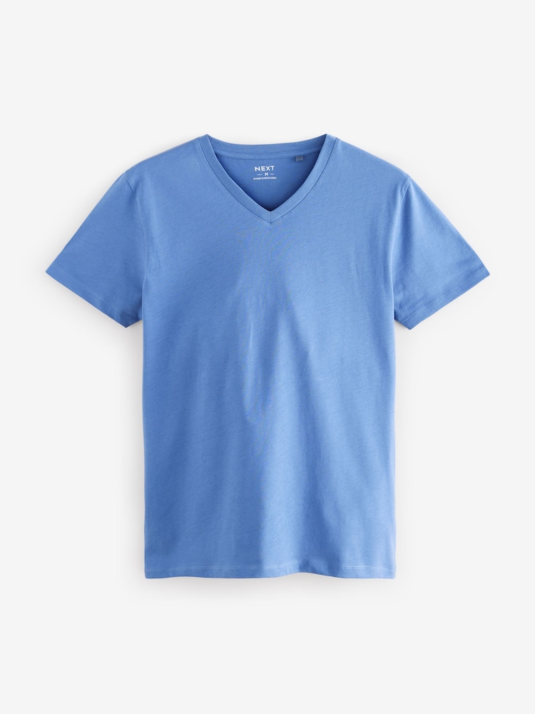 Mixed Blue's Regular Fit 100% Cotton V-Neck Layering T-Shirts 5 Pack - Image 13 of 16