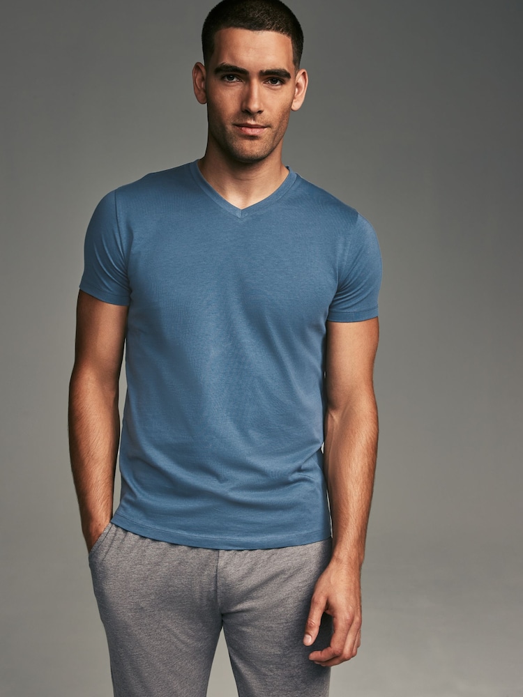 Mixed Blue's Regular Fit 100% Cotton V-Neck Layering T-Shirts 5 Pack - Image 3 of 16