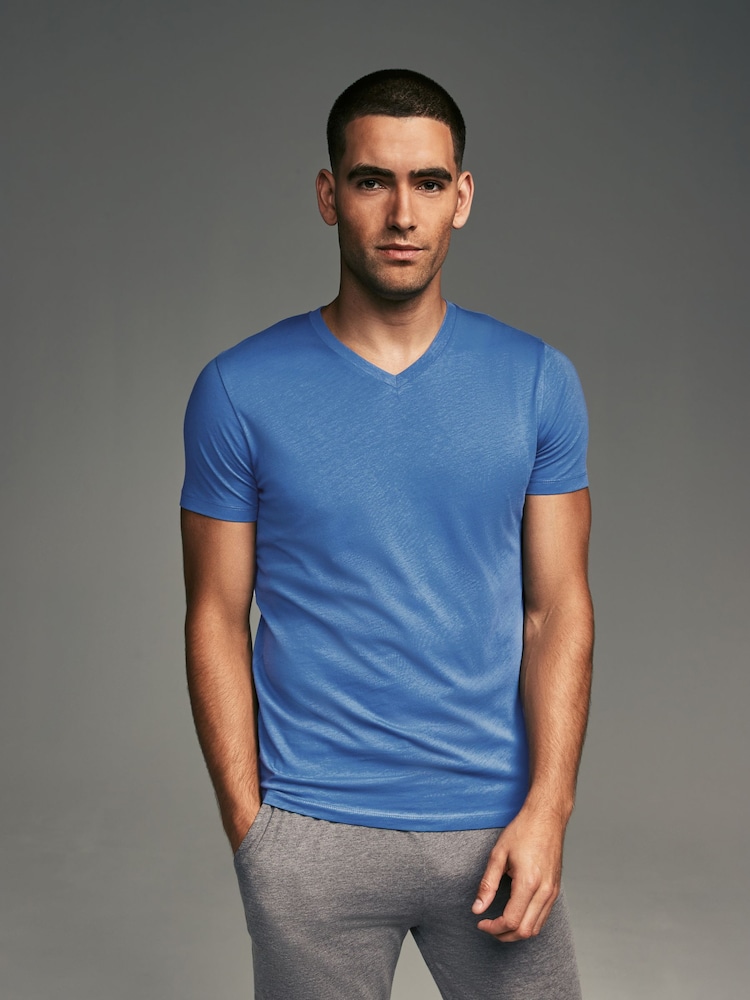 Mixed Blue's Regular Fit 100% Cotton V-Neck Layering T-Shirts 5 Pack - Image 4 of 16