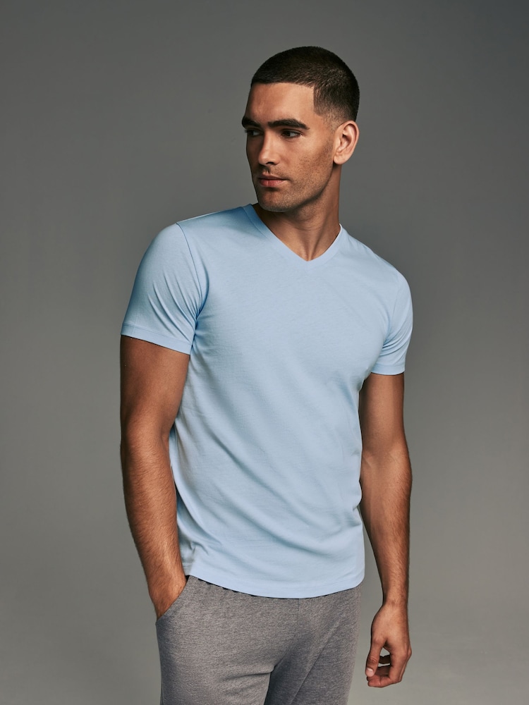 Mixed Blue's Regular Fit 100% Cotton V-Neck Layering T-Shirts 5 Pack - Image 5 of 16
