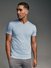 Blandade Blå's - Vanlig passform 100% bomull V-ringning Underkläder T-shirt 5 Förp - Bild 6 av 16
