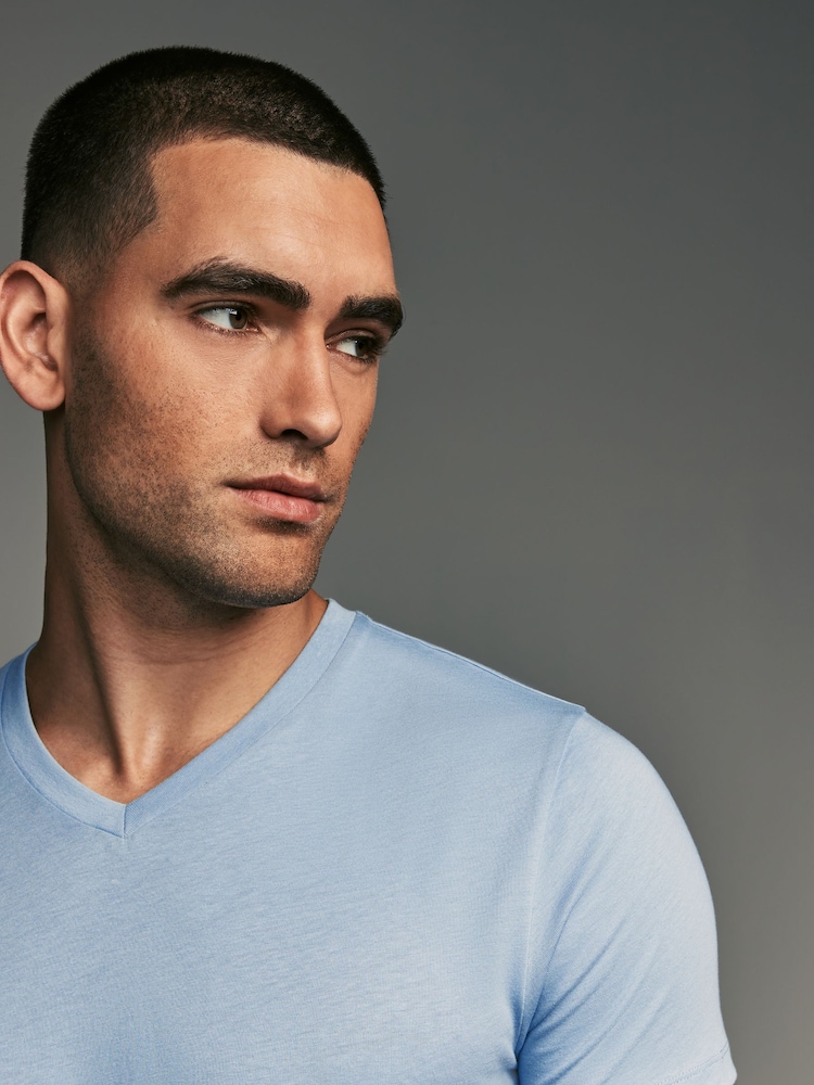 Mixed Blue's Regular Fit 100% Cotton V-Neck Layering T-Shirts 5 Pack - Image 9 of 16