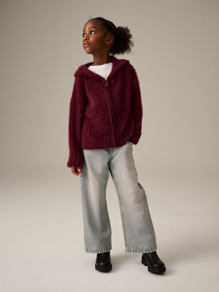 Berry Pink Fluffy Hoodie (3-16yrs) - Image 1 of 8