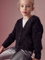 črna - Sparkle Boxy Cardigan (3-16yrs) - Slika 1 iz 3