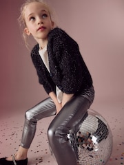 črna - Sparkle Boxy Cardigan (3-16yrs) - Slika 2 iz 3