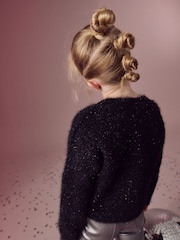 črna - Sparkle Boxy Cardigan (3-16yrs) - Slika 3 iz 3