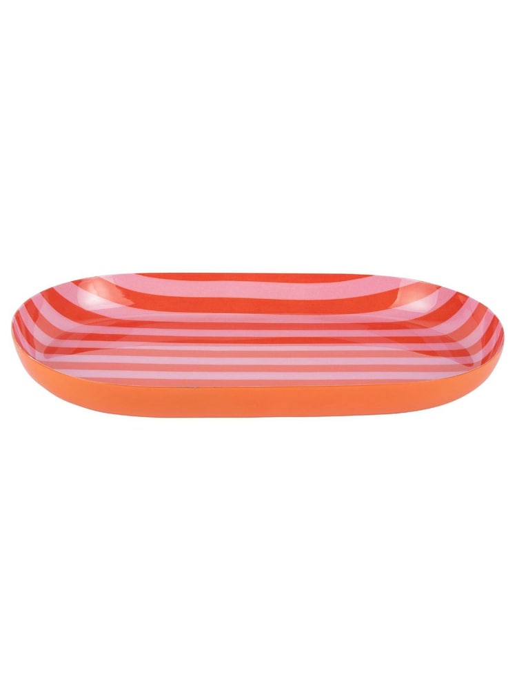 Present Time Bright Orange Soft Pink Tray Animado Oval Small Plate - Image 2 of 4 Present Time Bright Orange Soft Pink Tray Animado Oval Small Plate - Image 2 of 4