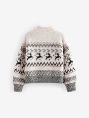 Black/White Matching Family Girls Christmas Fairisle Pattern Stag Jumper (3-16yrs) - Image 5 of 8