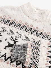 Black/White Matching Family Girls Christmas Fairisle Pattern Stag Jumper (3-16yrs) - Image 7 of 8