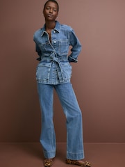 Mid Blue Elevated 4 Pocket 100% Cotton Denim Jacket - Image 2 of 7