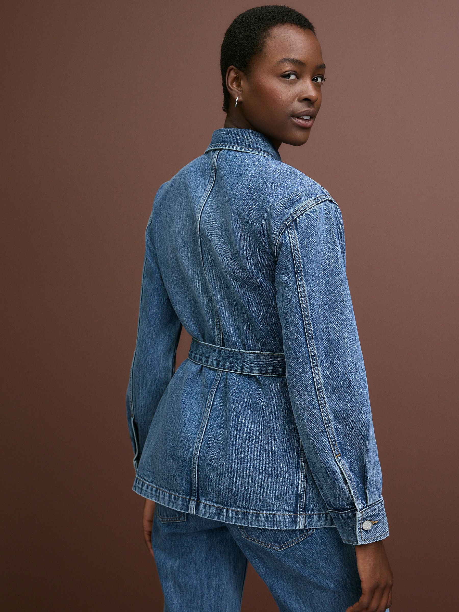Buy Mid Blue Elevated 4 Pocket 100% Cotton Denim Jacket from