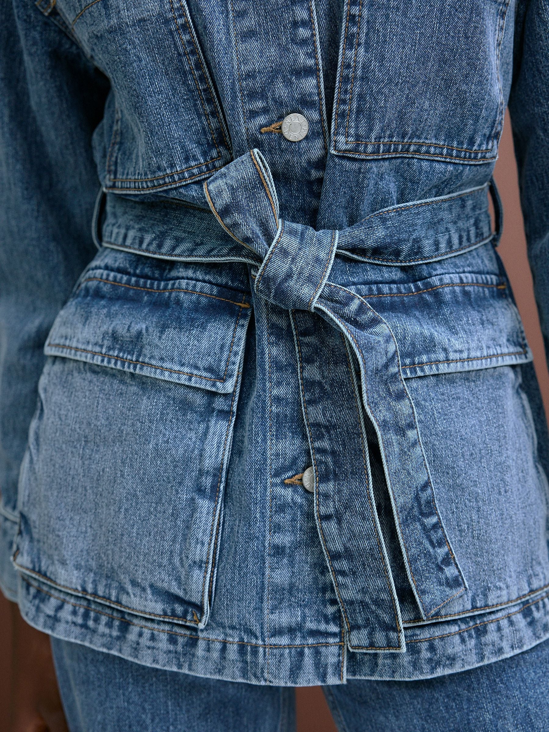 Buy Mid Blue Elevated 4 Pocket 100% Cotton Denim Jacket from Next Luxembourg