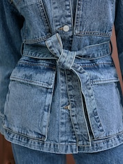 Mid Blue Elevated 4 Pocket 100% Cotton Denim Jacket - Image 5 of 7