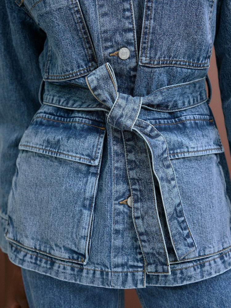 Mid Blue Elevated 4 Pocket 100% Cotton Denim Jacket - Image 5 of 7