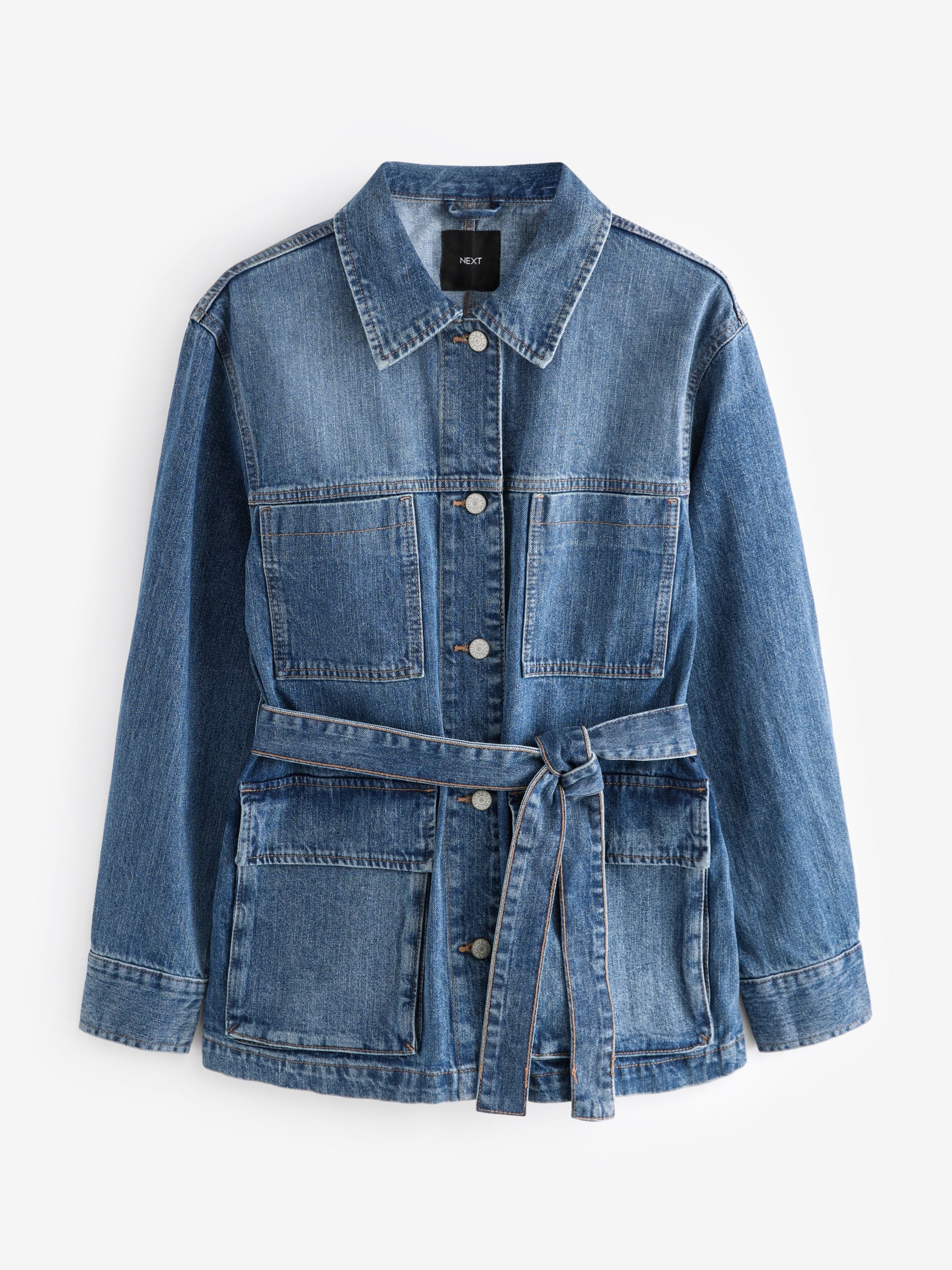 Buy Mid Blue Elevated 4 Pocket 100% Cotton Denim Jacket from Next Luxembourg