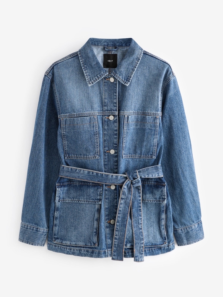 Mid Blue Elevated 4 Pocket 100% Cotton Denim Jacket - Image 6 of 7